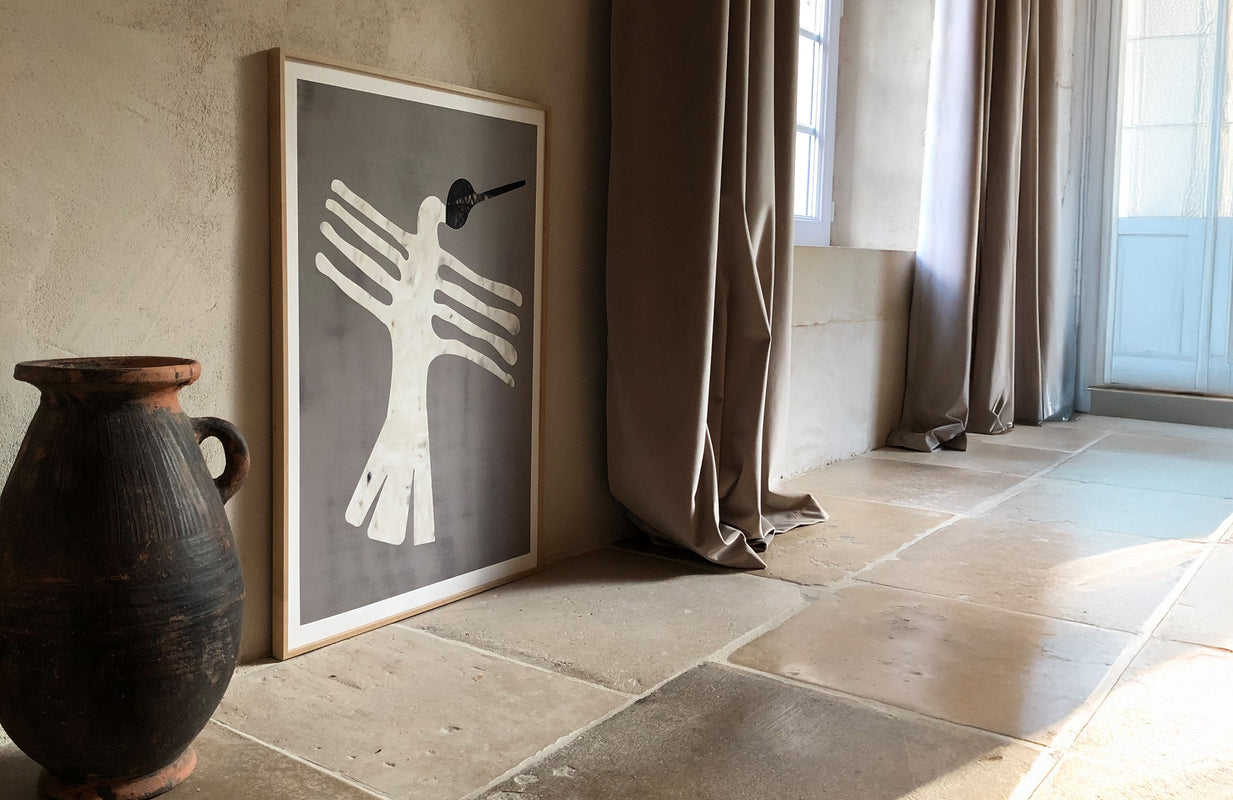 Framed limited edition Oiseau de Nuit art poster by Maison Charlot in Paris