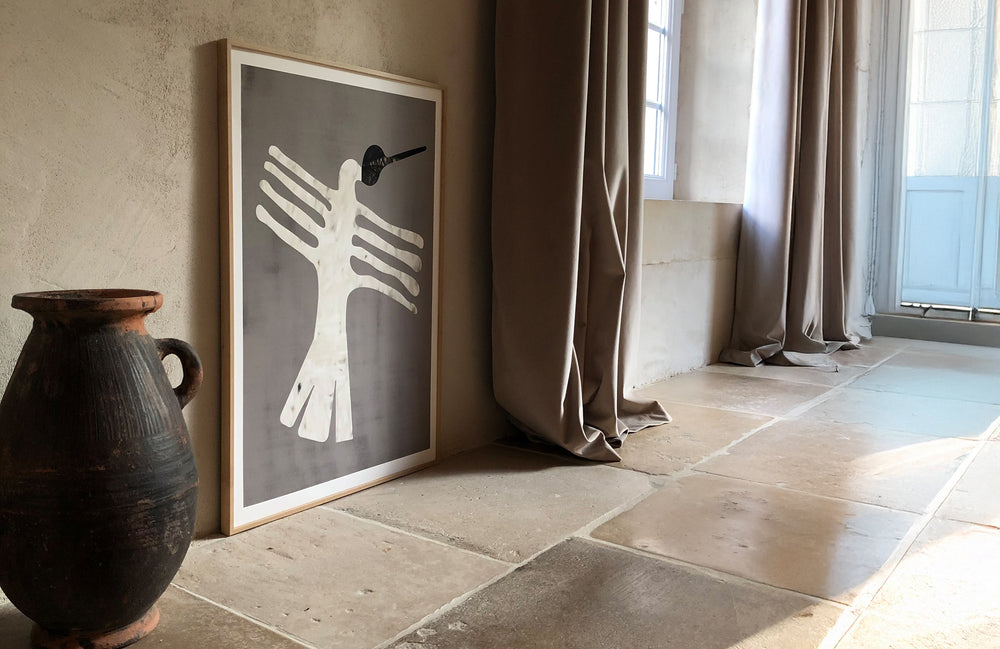 Framed limited edition Oiseau de Nuit art poster by Maison Charlot in Paris