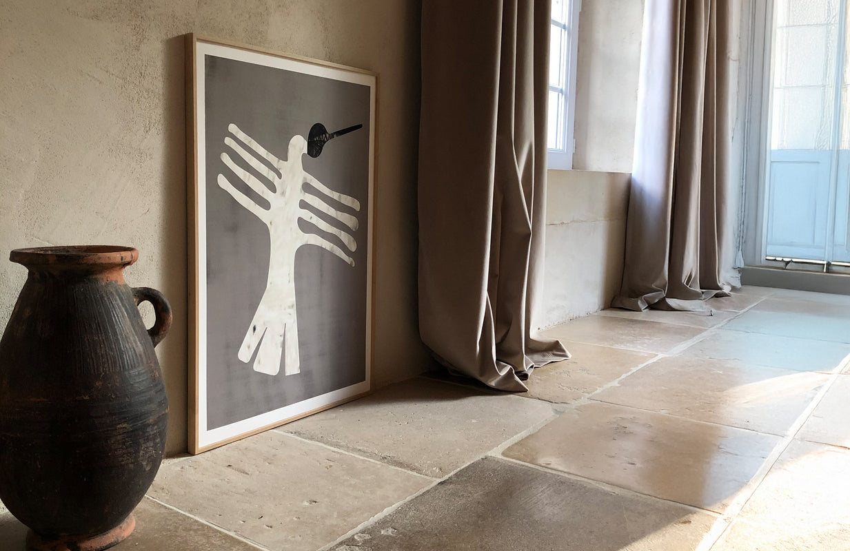 Framed limited edition Oiseau de Nuit art poster by Maison Charlot in Paris